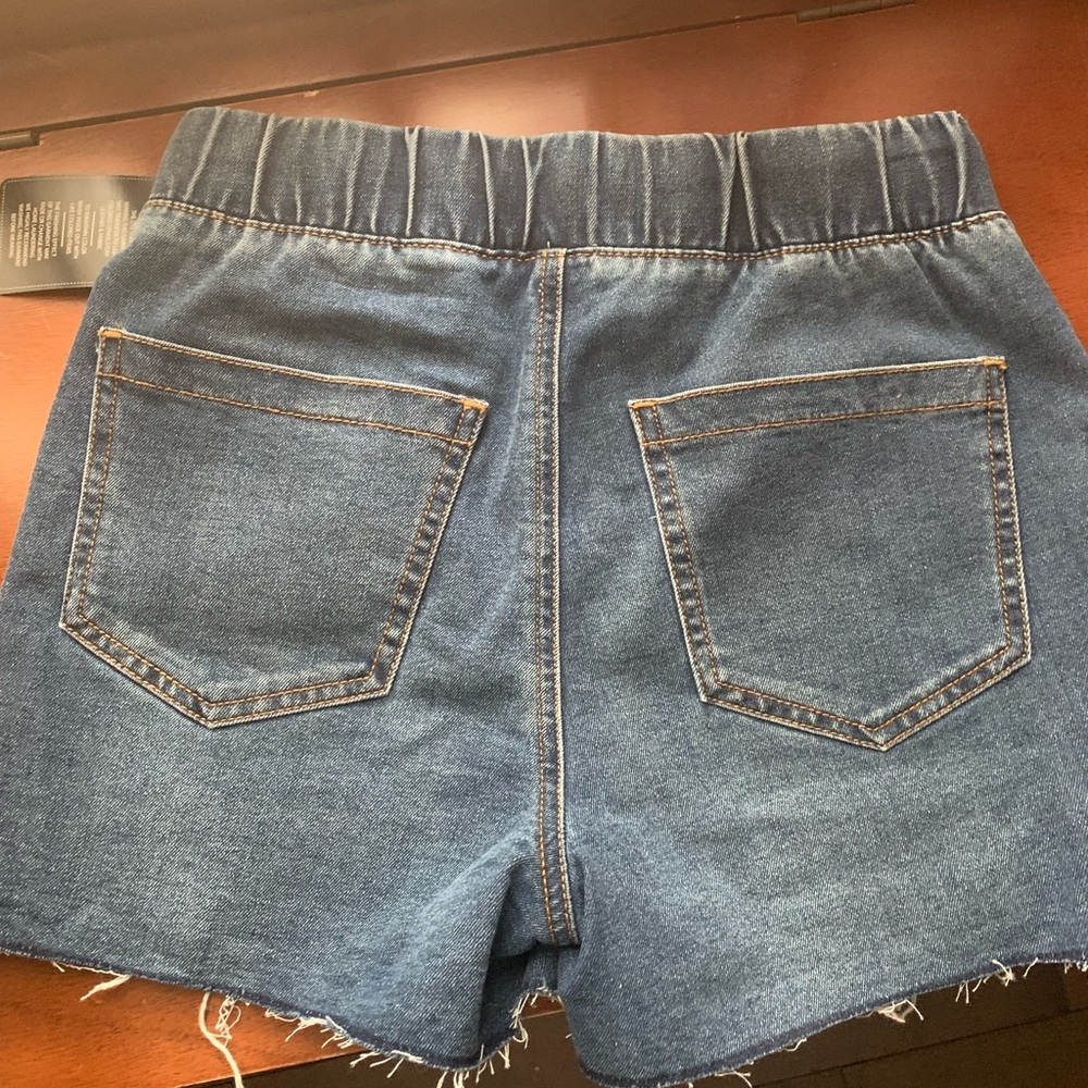 Denim High-Waist Elastic Shorts - Blue